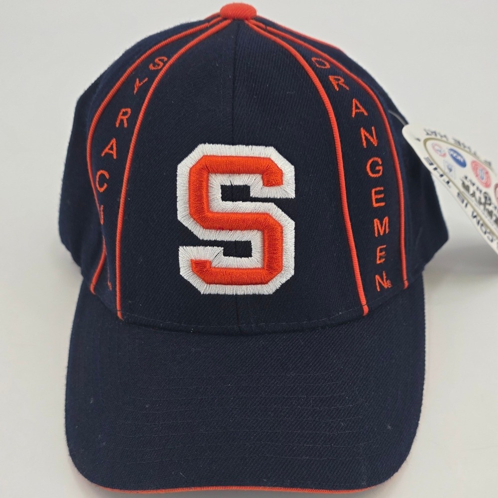 VINTAGE SYRACUSE ORANGEMEN HAT OS BLUE ORANGE EMBROIDED LOGO ADJUSTABLE CAP NEW